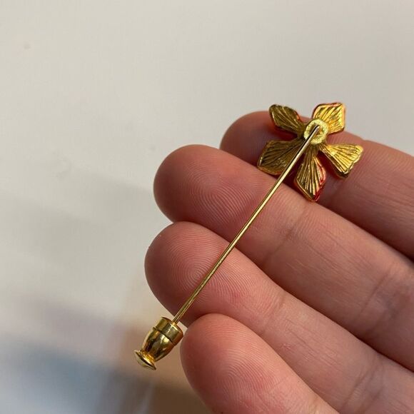 Vintage Retro Red Flower Pin - Picture 2 of 6